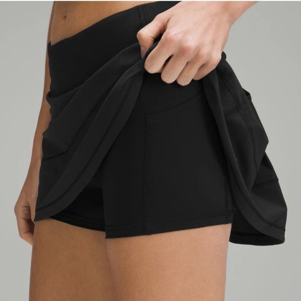 Lululemon Pace Rival Mid-Rise Skirt Women 12‎ Black Tennis Skort